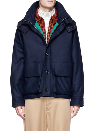 Main View - Click To Enlarge - MARNI - Quilted hood wool blend melton jacket