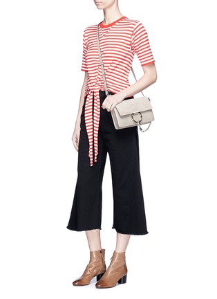 Figure View - Click To Enlarge - SONIA RYKIEL - Frayed cuff culotte jeans