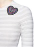 Detail View - Click To Enlarge - SONIA RYKIEL - Heart crochet patch stripe intarsia sweater