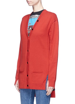 Front View - Click To Enlarge - SONIA RYKIEL - Stripe back staggered hem oversized cardigan