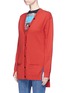 Front View - Click To Enlarge - SONIA RYKIEL - Stripe back staggered hem oversized cardigan