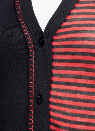 Detail View - Click To Enlarge - SONIA RYKIEL - Asymmetric hem contrast stripe cardigan