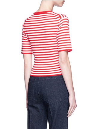 Back View - Click To Enlarge - SONIA RYKIEL - Front tie stripe cropped sweater