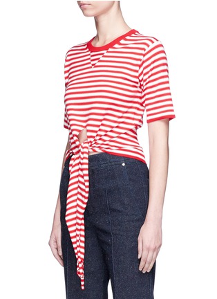 Front View - Click To Enlarge - SONIA RYKIEL - Front tie stripe cropped sweater