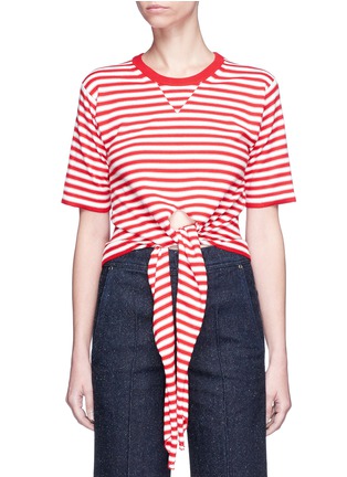 Main View - Click To Enlarge - SONIA RYKIEL - Front tie stripe cropped sweater