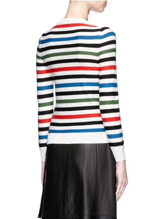 Back View - Click To Enlarge - SONIA RYKIEL - Slogan print stripe wool sweater