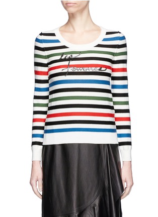 Main View - Click To Enlarge - SONIA RYKIEL - Slogan print stripe wool sweater