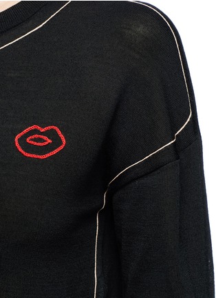 Detail View - Click To Enlarge - SONIA RYKIEL - Lip embroidered wool sweater