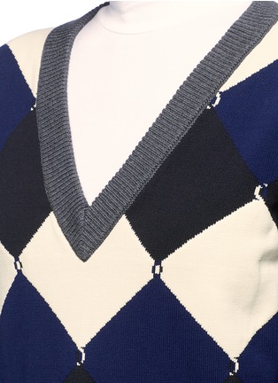 Detail View - Click To Enlarge - SONIA RYKIEL - Argyle oversized mixed knit sweater