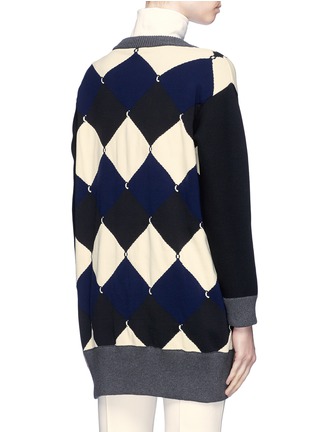 Back View - Click To Enlarge - SONIA RYKIEL - Argyle oversized mixed knit sweater
