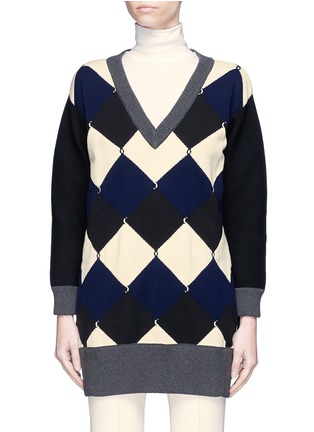 Main View - Click To Enlarge - SONIA RYKIEL - Argyle oversized mixed knit sweater