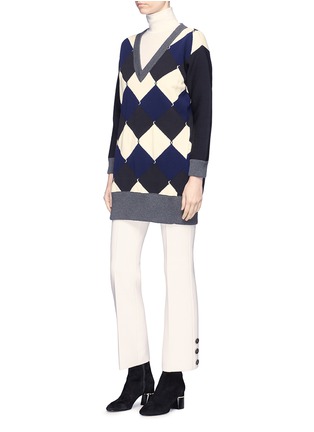 Figure View - Click To Enlarge - SONIA RYKIEL - Argyle oversized mixed knit sweater