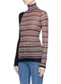 Front View - Click To Enlarge - SONIA RYKIEL - Asymmetric hem stripe silk-cotton turtleneck sweater