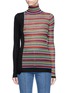 Main View - Click To Enlarge - SONIA RYKIEL - Asymmetric hem stripe silk-cotton turtleneck sweater