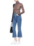 Figure View - Click To Enlarge - SONIA RYKIEL - Asymmetric hem stripe silk-cotton turtleneck sweater