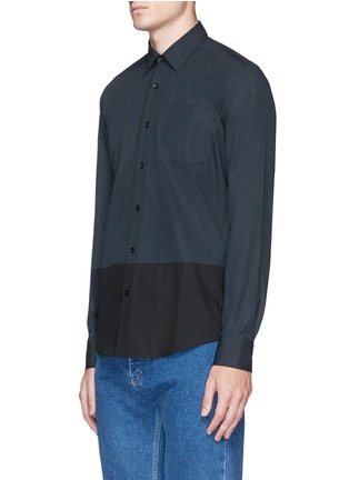 Front View - Click To Enlarge - DRIES VAN NOTEN - Grosgrain placket trim colourblock poplin shirt