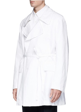 Front View - Click To Enlarge - DRIES VAN NOTEN - 'Raphael' sash tie cotton-linen coat