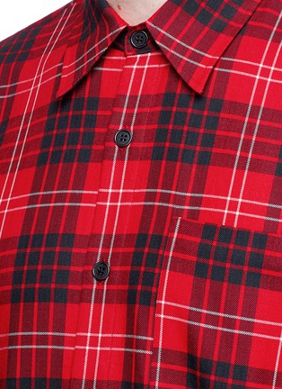 Detail View - Click To Enlarge - DRIES VAN NOTEN - Stripe outseam tartan plaid twill shirt