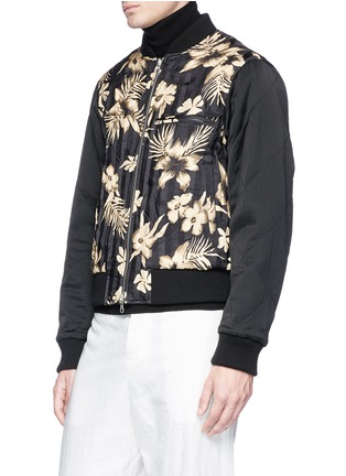 Detail View - Click To Enlarge - DRIES VAN NOTEN - 'Vinny' floral embroidered reversible stripe bomber jacket