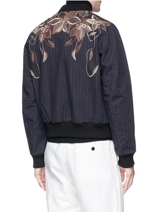 Back View - Click To Enlarge - DRIES VAN NOTEN - 'Vinny' floral embroidered reversible stripe bomber jacket