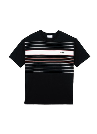 Main View - Click To Enlarge - GROUND ZERO - Slogan embroidered stripe unisex T-shirt