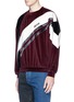 Front View - Click To Enlarge - GROUND ZERO - Slogan embroidered velvet patchwork unisex sweatshirt
