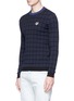 Front View - Click To Enlarge - KENZO - Tiger appliqué check jacquard sweater