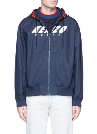 Main View - Click To Enlarge - KENZO - Logo print canvas hooded bomber jacket