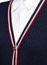 Detail View - Click To Enlarge - THOM BROWNE  - Stripe trim wool cardigan dress