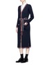 Figure View - Click To Enlarge - THOM BROWNE  - Stripe trim wool cardigan dress