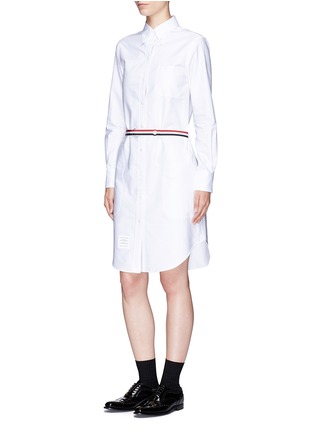 Figure View - Click To Enlarge - THOM BROWNE  - Stripe belt cotton Oxford shirt dress