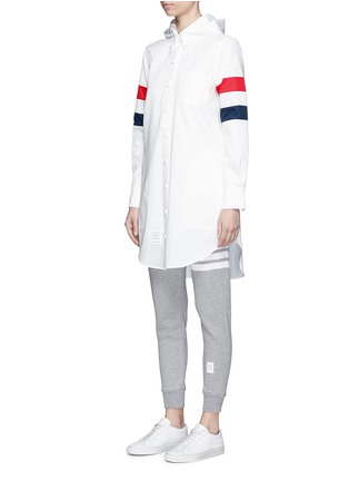 Front View - Click To Enlarge - THOM BROWNE  - Stripe sleeve hooded coat