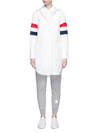 Main View - Click To Enlarge - THOM BROWNE  - Stripe sleeve hooded coat