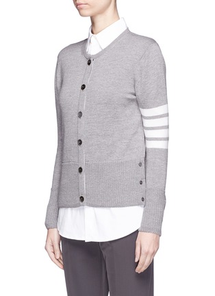 Front View - Click To Enlarge - THOM BROWNE  - Stripe sleeve layered wool blend sweater