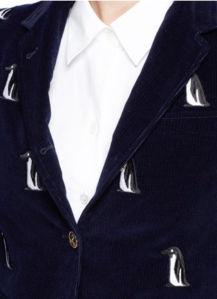 Detail View - Click To Enlarge - THOM BROWNE  - Penguin embroidered corduroy blazer