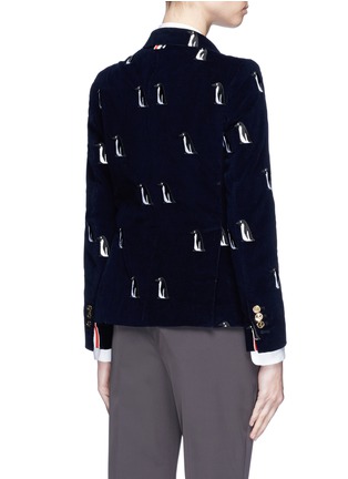 Back View - Click To Enlarge - THOM BROWNE  - Penguin embroidered corduroy blazer