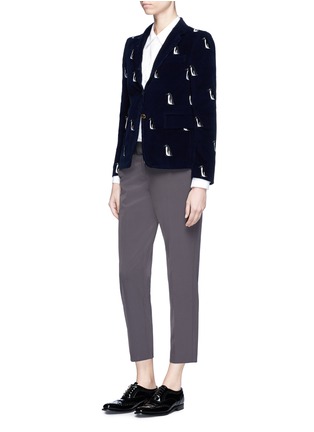 Figure View - Click To Enlarge - THOM BROWNE  - Penguin embroidered corduroy blazer