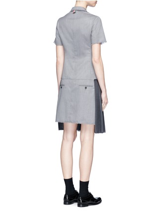 Back View - Click To Enlarge - THOM BROWNE  - Pleated panel wool twill dress