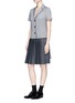 Figure View - Click To Enlarge - THOM BROWNE  - Pleated panel wool twill dress