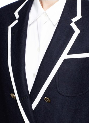 Detail View - Click To Enlarge - THOM BROWNE  - Contrast tipping Merino wool melton blazer