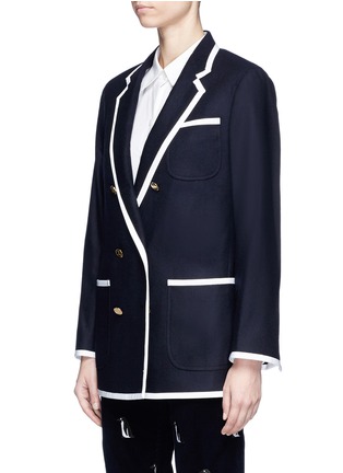 Front View - Click To Enlarge - THOM BROWNE  - Contrast tipping Merino wool melton blazer