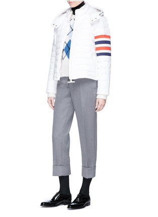 Figure View - Click To Enlarge - THOM BROWNE  - Stripe sleeve down puffer jacket