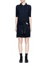 Main View - Click To Enlarge - THOM BROWNE  - Mock sleeve waist knit polo dress