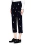 Front View - Click To Enlarge - THOM BROWNE  - Penguin embroidered cropped corduroy pants
