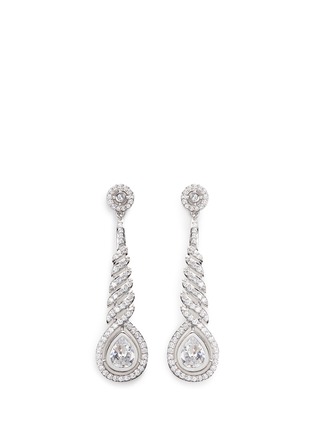 Main View - Click To Enlarge - CZ BY KENNETH JAY LANE - Spiral cubic zirconia pear drop earrings