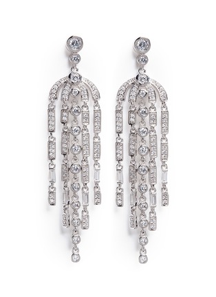 Main View - Click To Enlarge - CZ BY KENNETH JAY LANE - 'Deco' cubic zirconia pear chandelier earrings