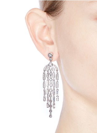 Figure View - Click To Enlarge - CZ BY KENNETH JAY LANE - 'Deco' cubic zirconia pear chandelier earrings