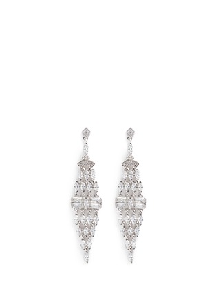 Main View - Click To Enlarge - CZ BY KENNETH JAY LANE - 'Deco' cubic zirconia chandelier earrings