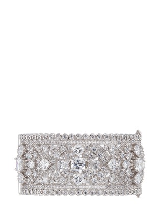 Main View - Click To Enlarge - CZ BY KENNETH JAY LANE - 'Red Carpet' cubic zirconia floral openwork bangle