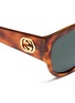 Detail View - Click To Enlarge - GUCCI - Interlocking logo temple tortoiseshell acetate round sunglasses